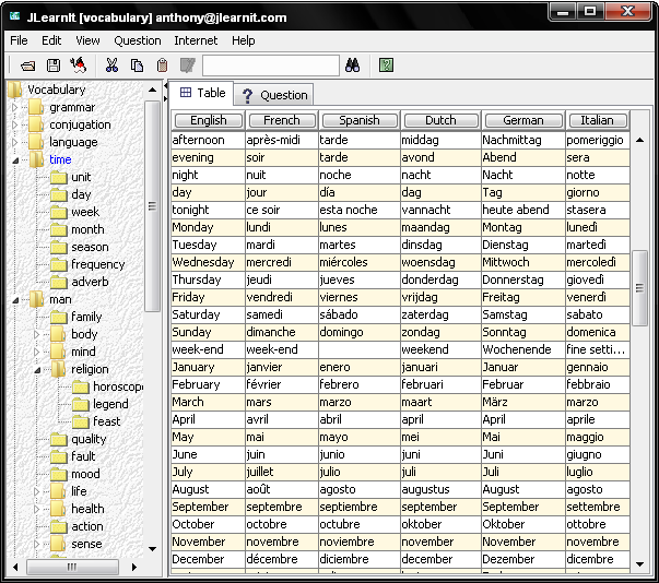 JLearnIt - multilingual dictionary to learn vocabulary