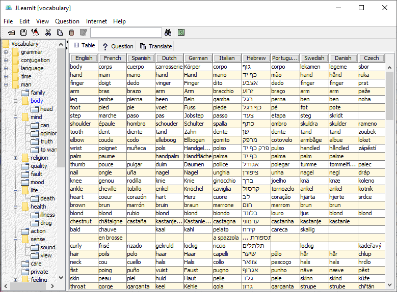 JLearnIt thematic dictionary